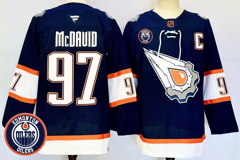 Men Edmonton Oilers #97 Mcdavid Drak Blue Fanatics 2025 NHL Jersey style 1->edmonton oilers->NHL Jersey